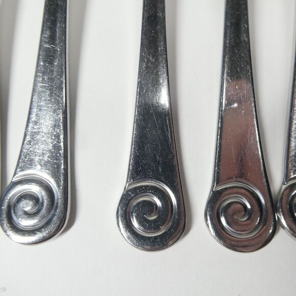 Robert Welch Ammonite 8 Dinner Forks Stainless Flatware Helmick Korea 18/10 - Picture 2 of 8